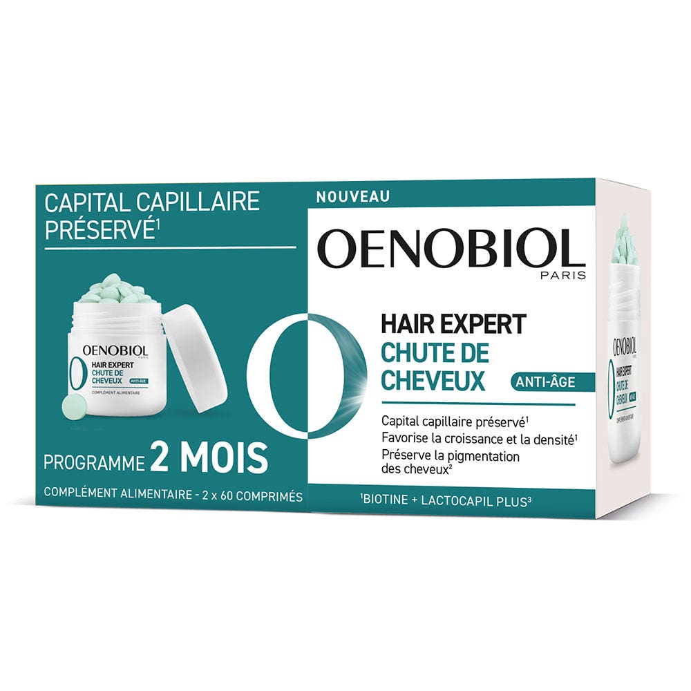 Oenobiol Hair Expert Chute de cheveux Anti-Âge 2x60 comprimés