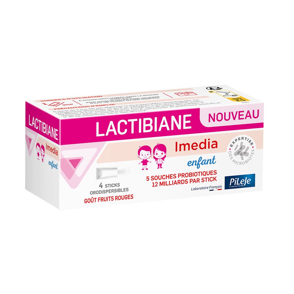 Pileje Lactibiane Imedia Enfant Fruits rouges 4 sticks orodispersibles