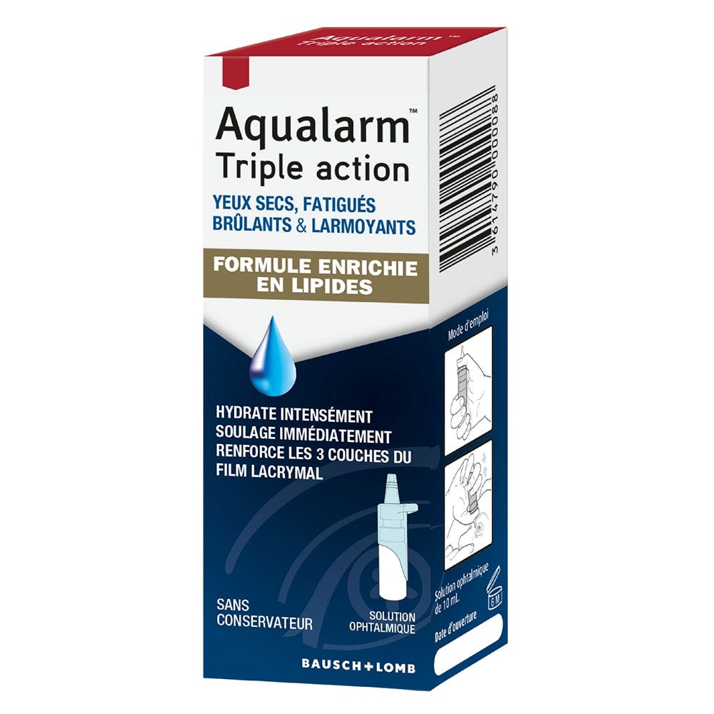Bausch&Lomb Aqualarm Triple Action Secheresse & Fatigue Nuit 10ml