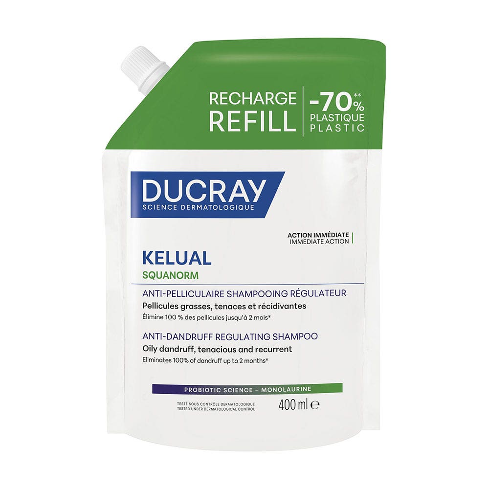 Ducray Kelual Squanorm Shampooing Régulateur Anti-pelliculaire Eco-Recharge 400ml