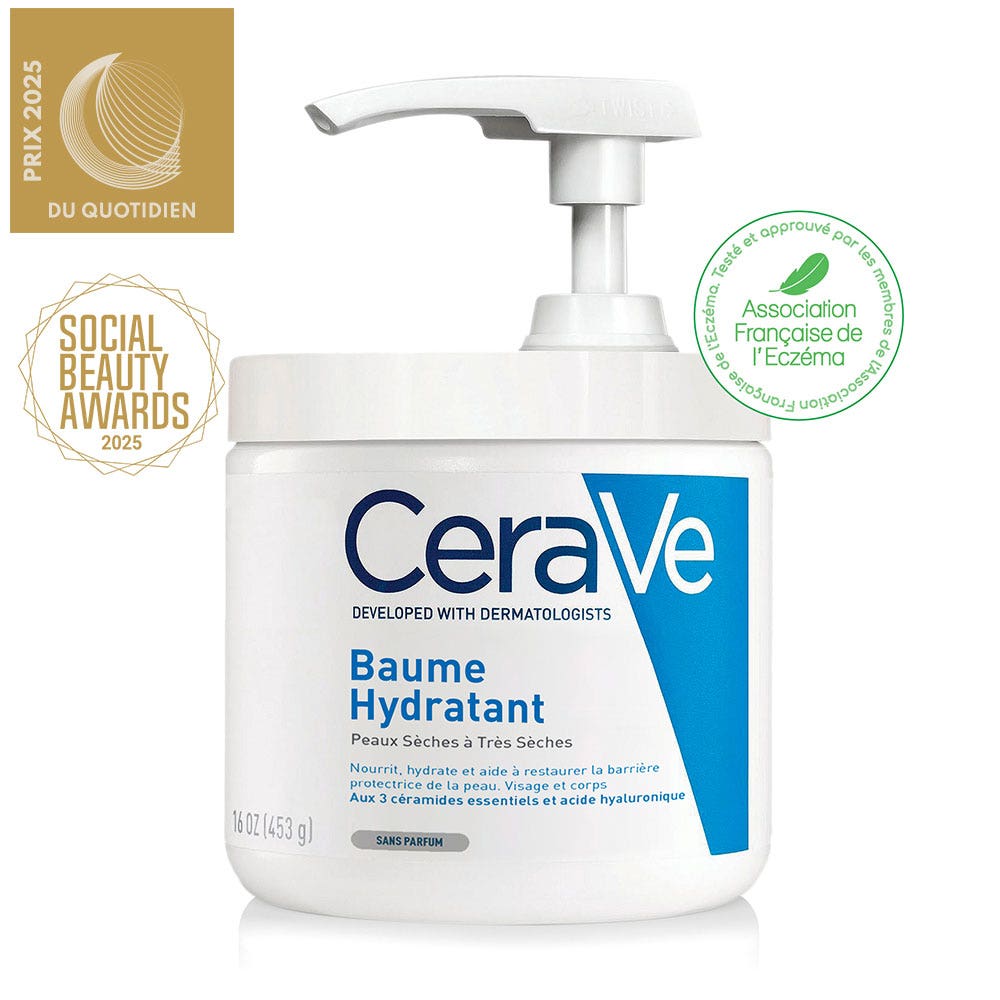 Cerave Body Baume Hydratant Pot Pompe Visage Et Corps Peaux Seches A Tres Seches 454g