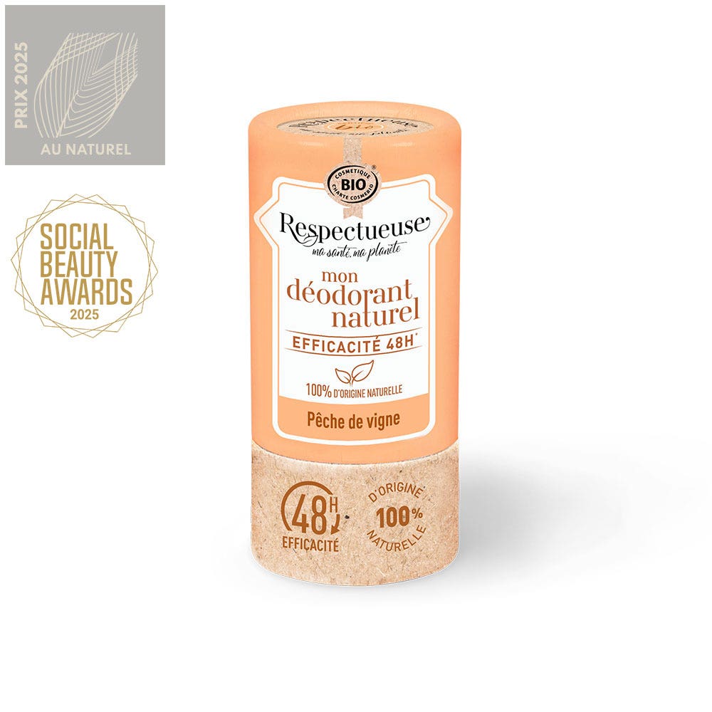 Respectueuse Déodorant Stick Naturel 48H Pêche De Vigne 50g