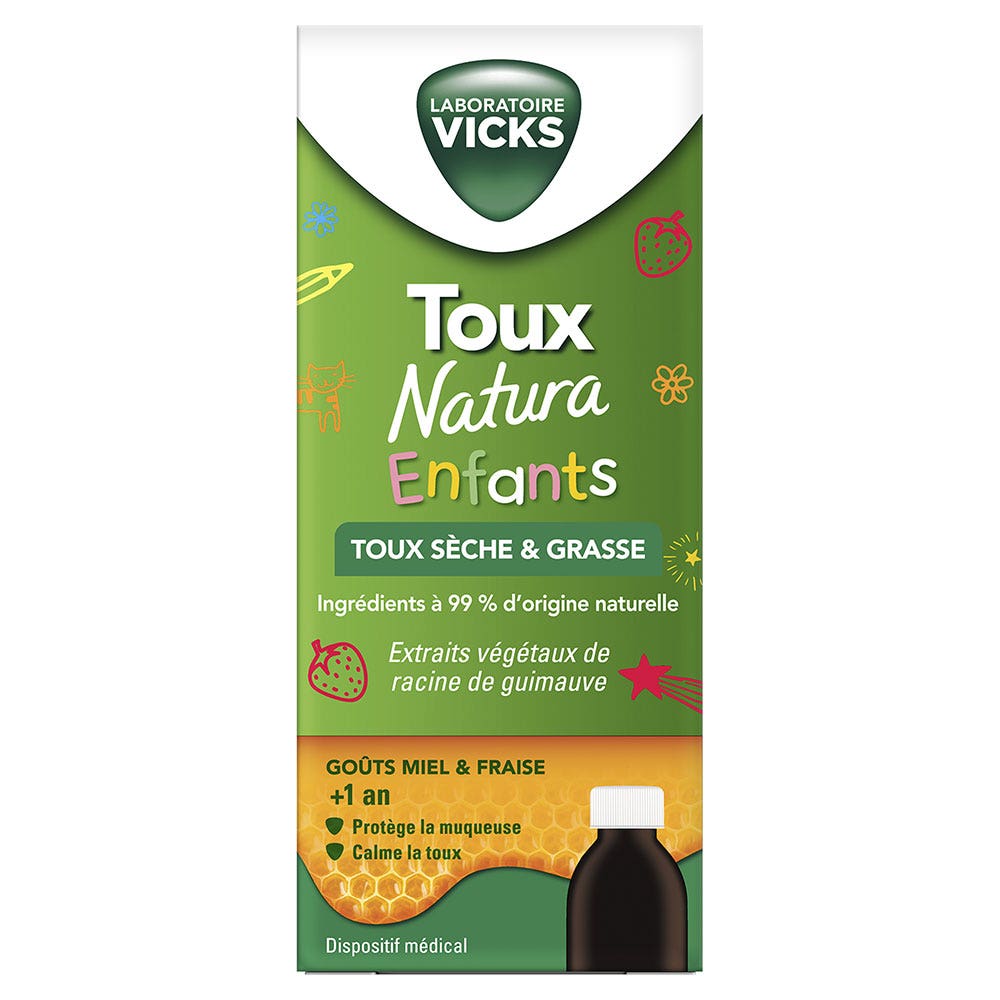 Vicks Toux Natura Enfants Sirop Contre La Toux Sèche Et Grasse 140ml