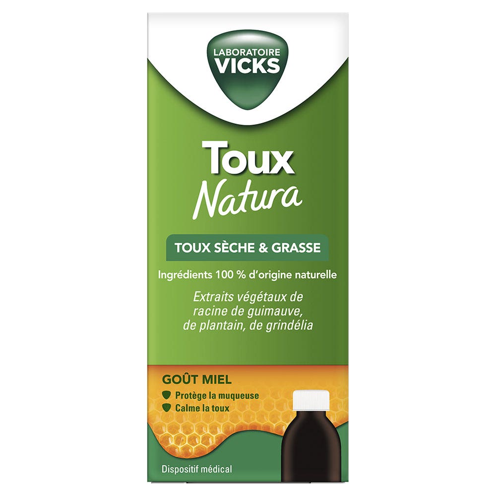 Vicks Toux Natura Sirop Contre La Toux Sèche Et Grasse 140ml