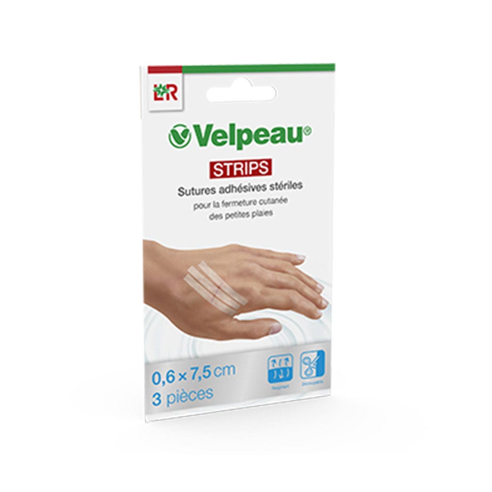 Lohmann Rauscher Velpeau Strips sutures adhésives stériles 0,6x7,5cm x3