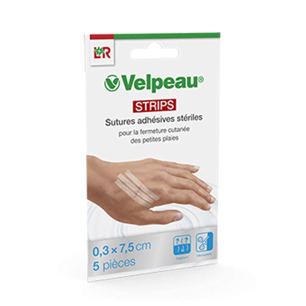 Lohmann Rauscher Velpeau Strips sutures adhésives stériles 0,3x7,5cm x5