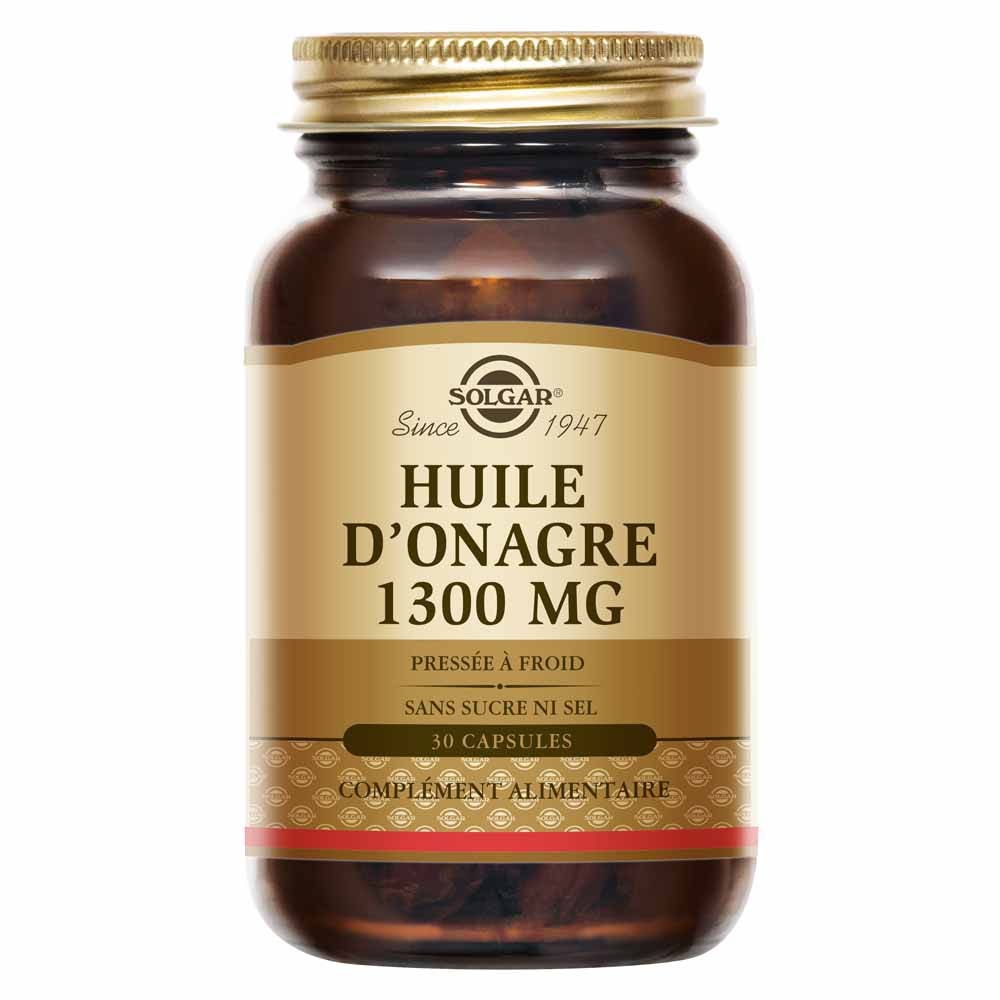 Solgar Huile d'Onagre 1300mg Equilibre Féminin Maintien des tissus de la peau 30 softgels
