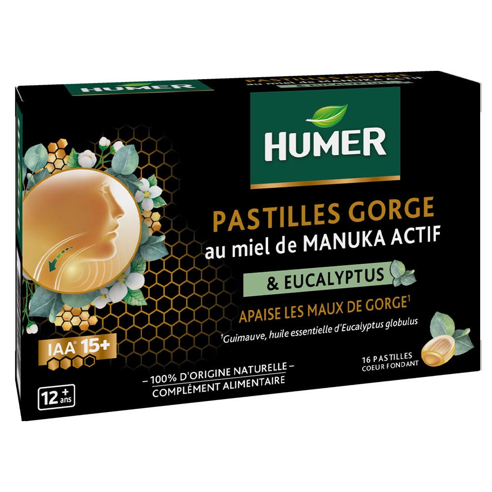 Humer Pastilles Gorge au Miel de Manuka Actif 16 pastilles