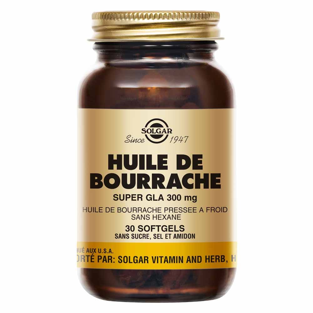 Solgar Huile de Bourrache 1300mg Super GLA Omega-6 Acide Gras Beauté Peau, Ongles, Cheveux 30 softgels
