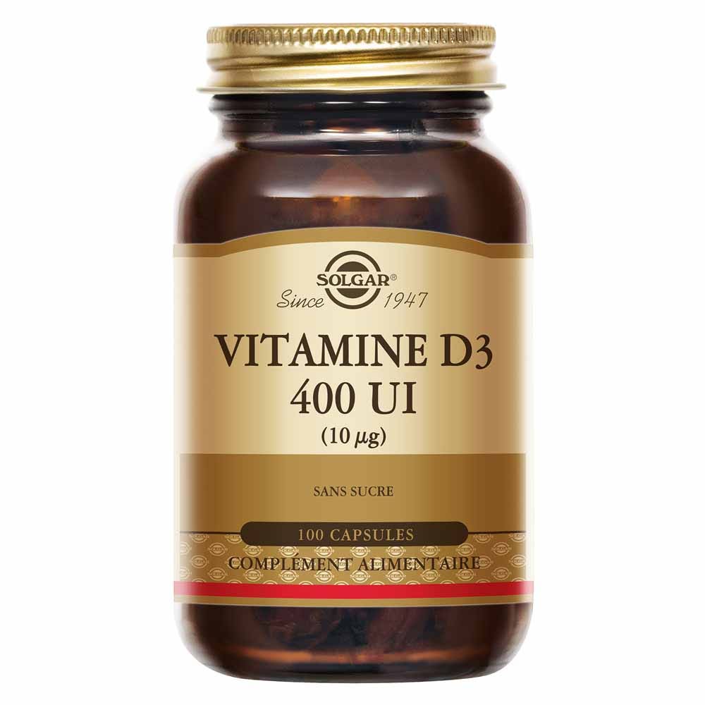 Solgar Vitamine D3 400 UI Défenses immunitaires 100 capsules