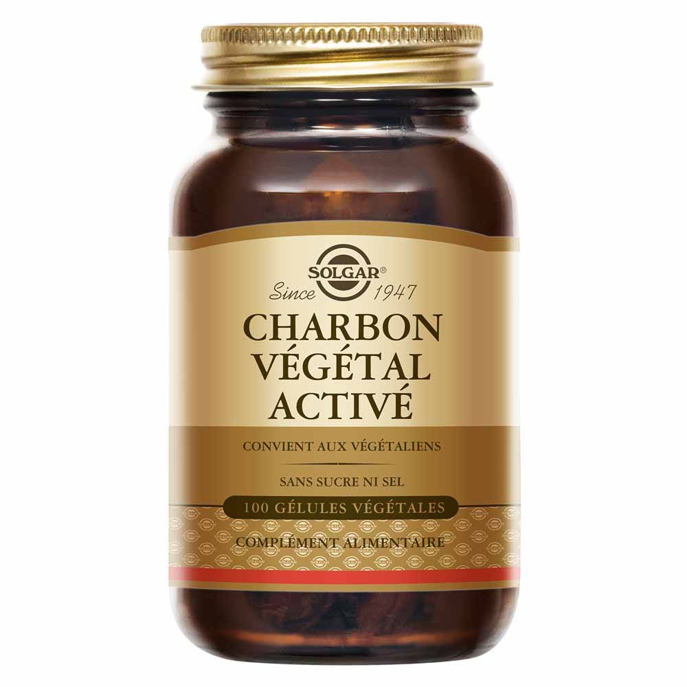 Solgar Charbon Végétal Digestion Detox Système digestif 100 gélules végétales