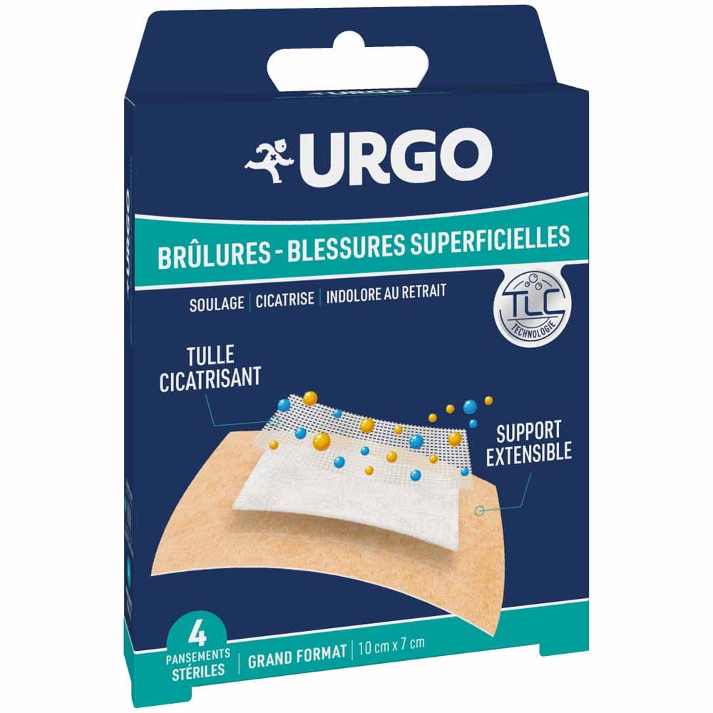 Urgo Pansements Brûlures Grand Format 10x7cm x4