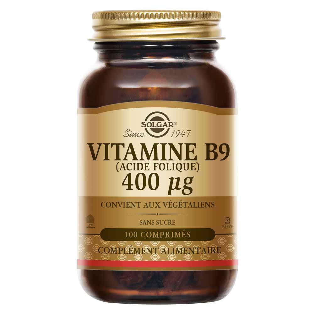 Solgar Vitamine B9 (Acide Folique) 400 µg Maternité Tissus maternels 100 comprimés