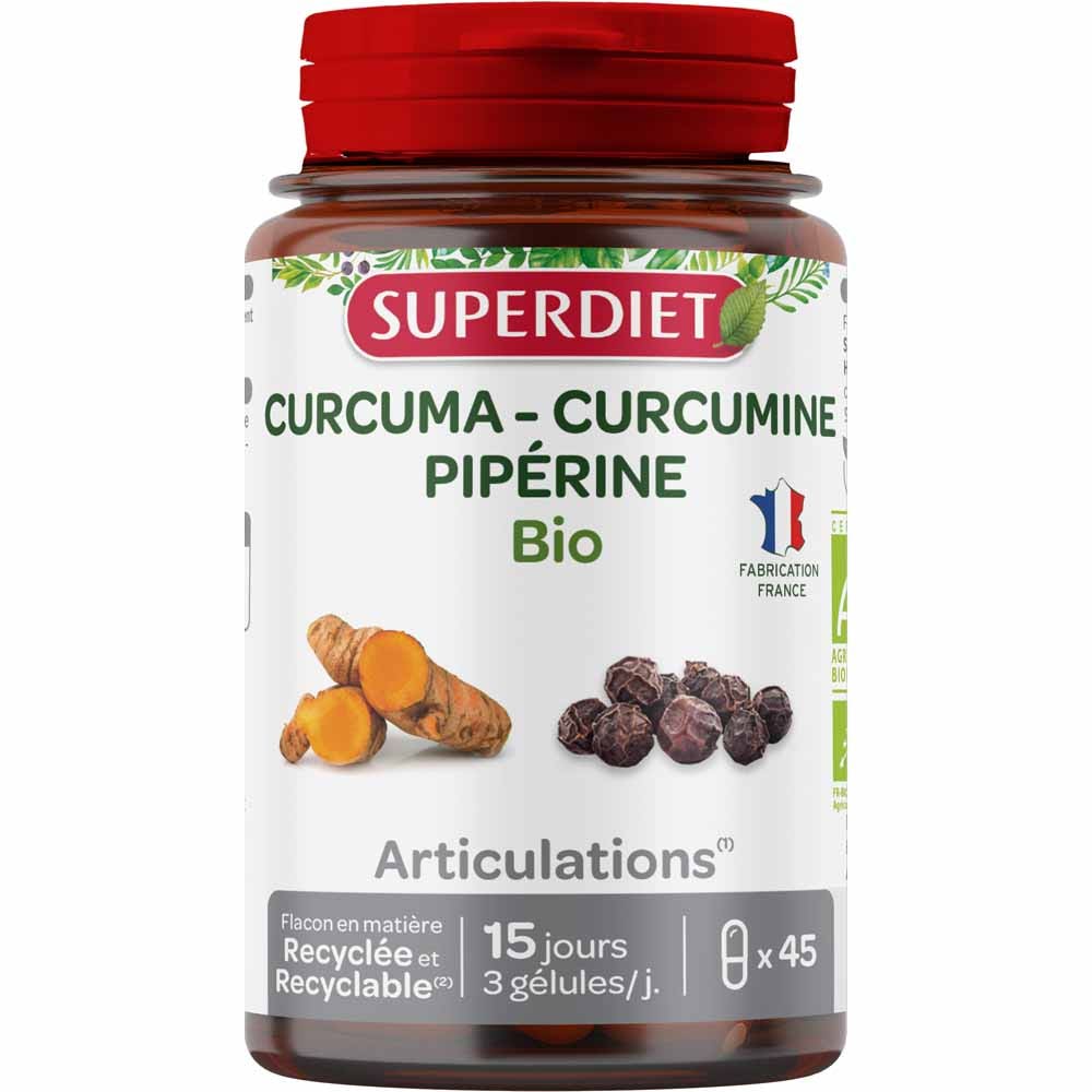 Superdiet Curcuma Curcumine Pipérine 45 gélules