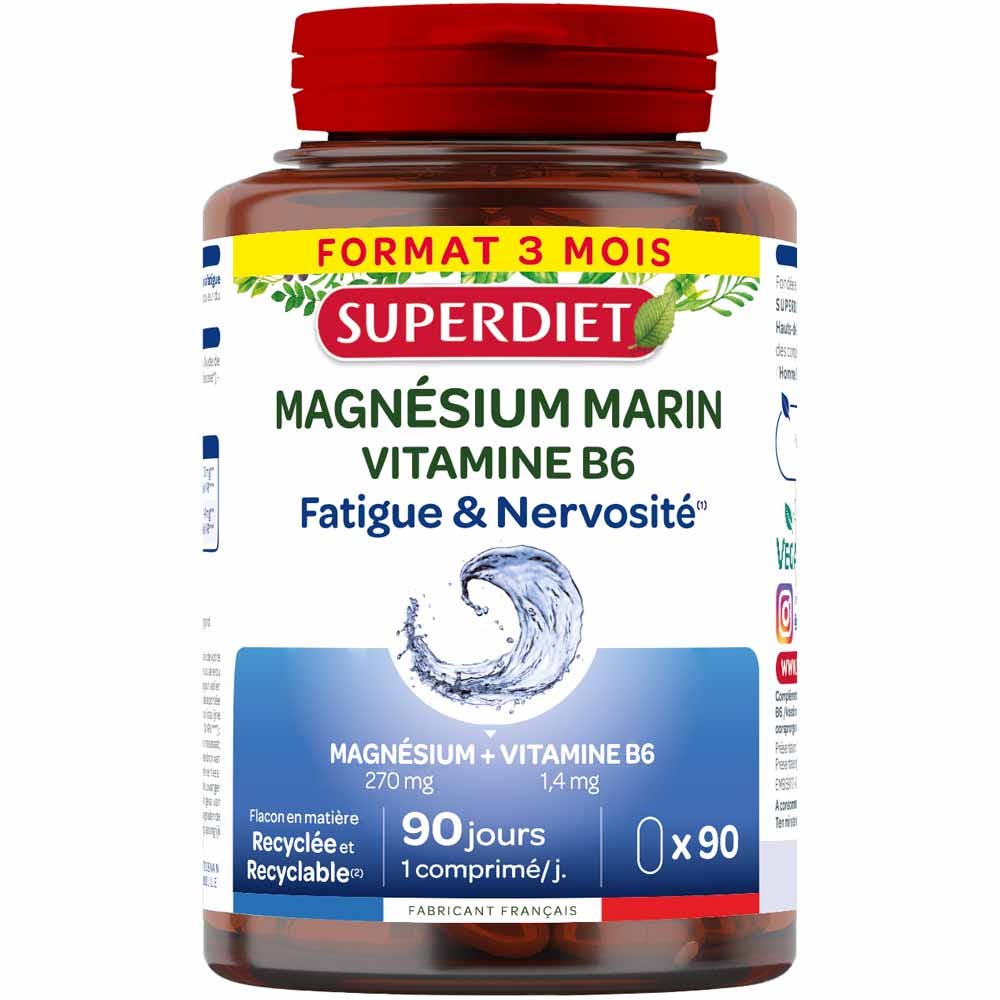 Superdiet Magnesium D'origine Marine + Vitamine B6 90 Gelules
