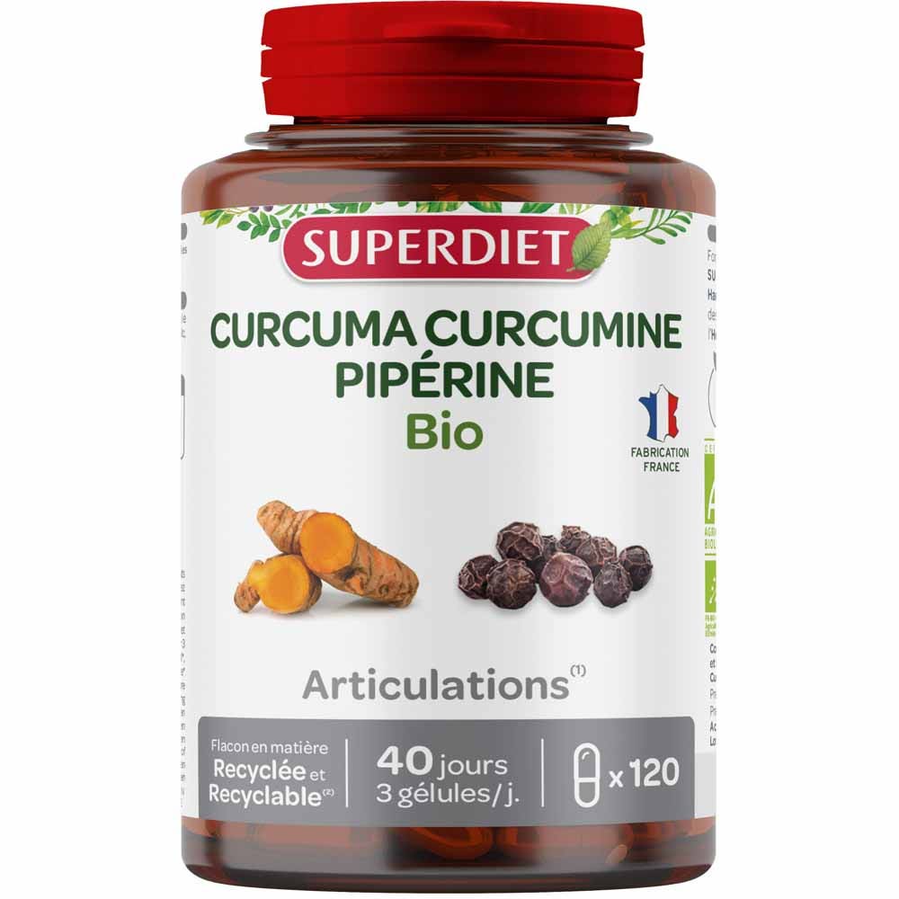 Superdiet Curcuma Curcumine Piperine Bio 120 Gelules