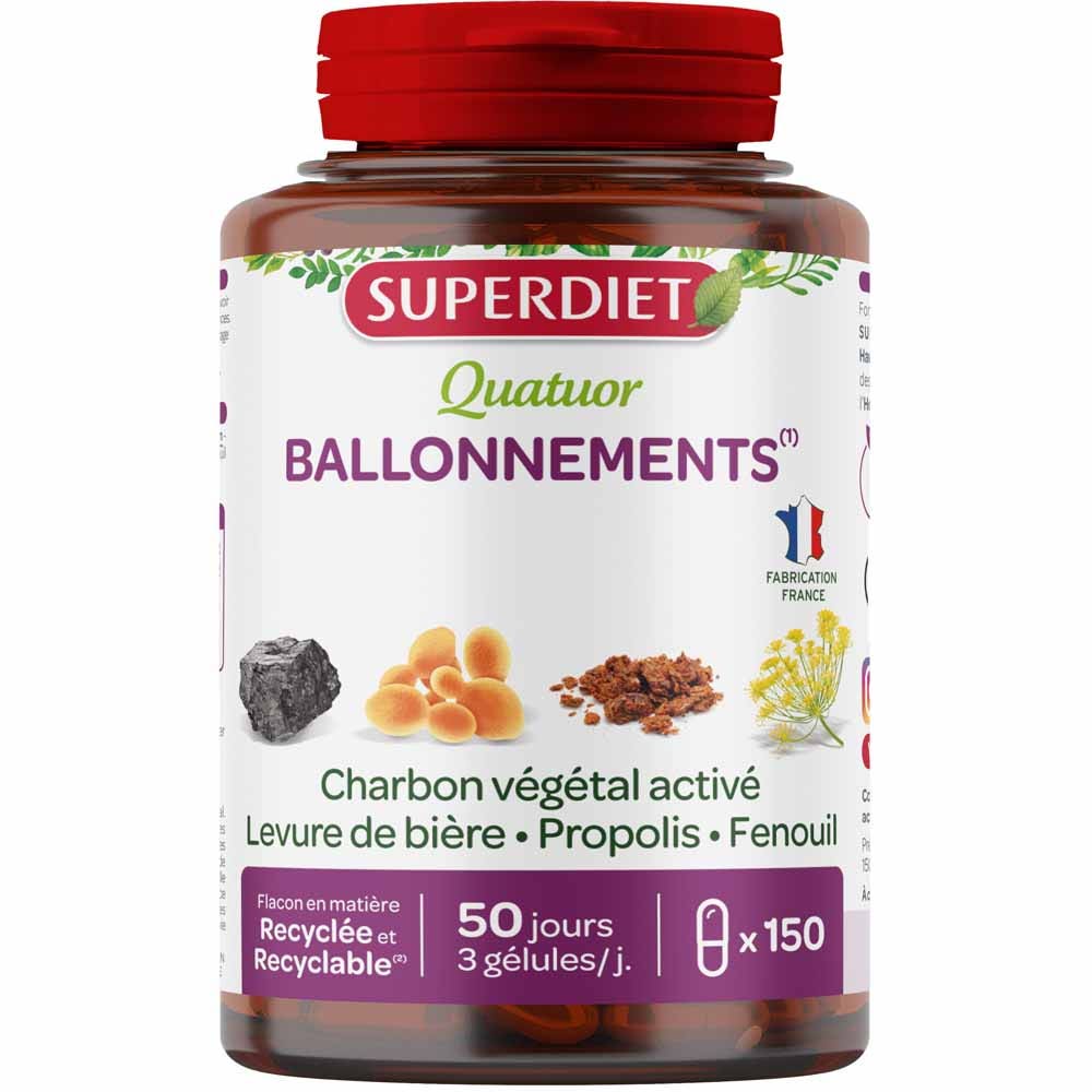 Superdiet Quatuor Fenouil Ballonnements 150 Gelules