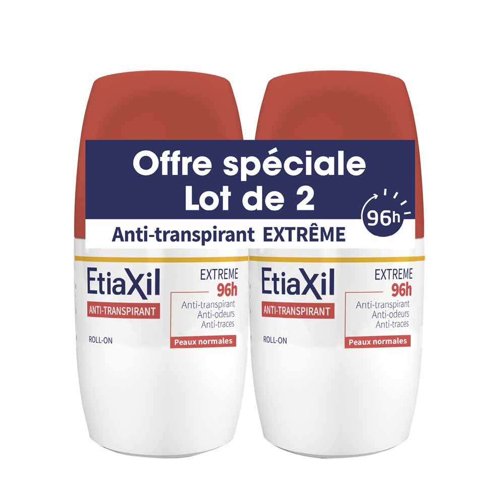 Etiaxil Anti-Transpirant Déodorant Roll-On Extreme 96h Peaux Normales 2x50ml