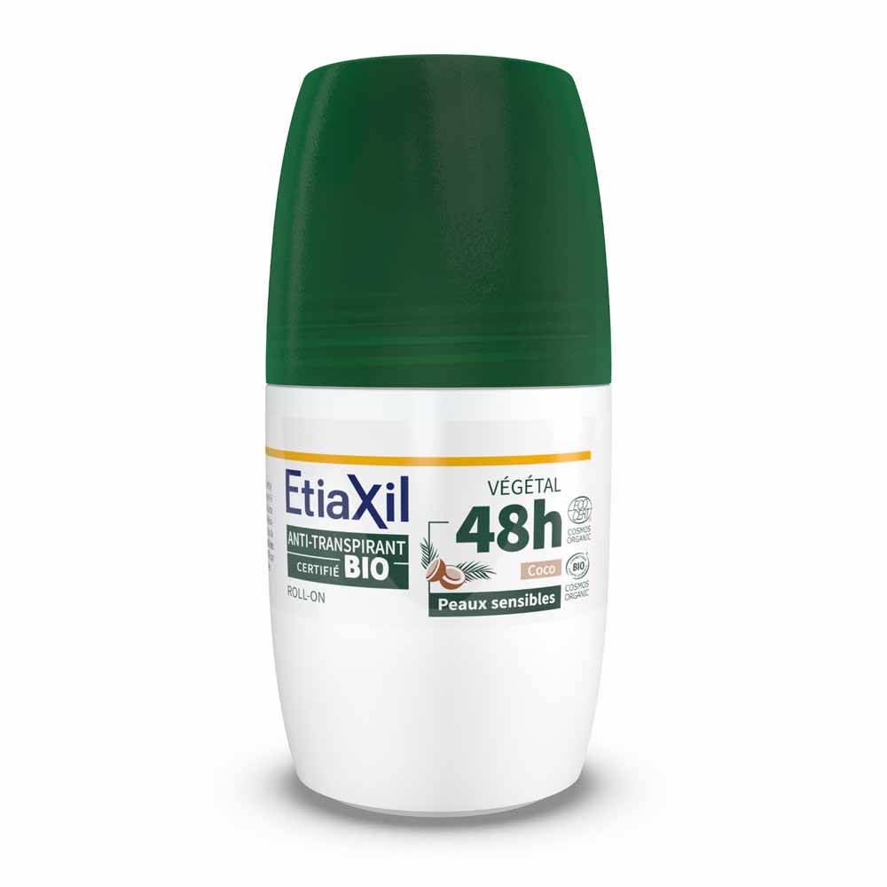 Etiaxil Anti-Transpirant Déodorant Roll-On Végétal 48h Coco Bio Peaux Sensibles 50ml