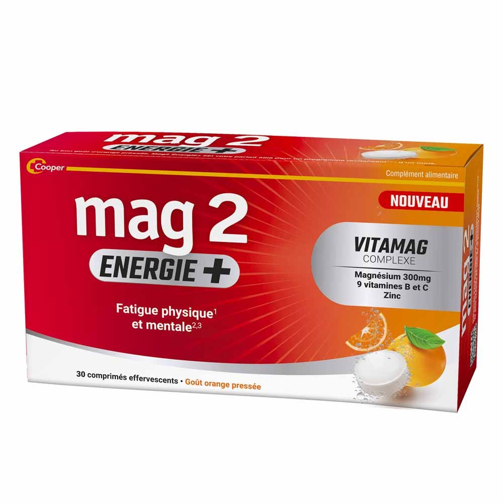 Mag 2 ENERGIE+ goût orange pressée 30 comprimés effervescents