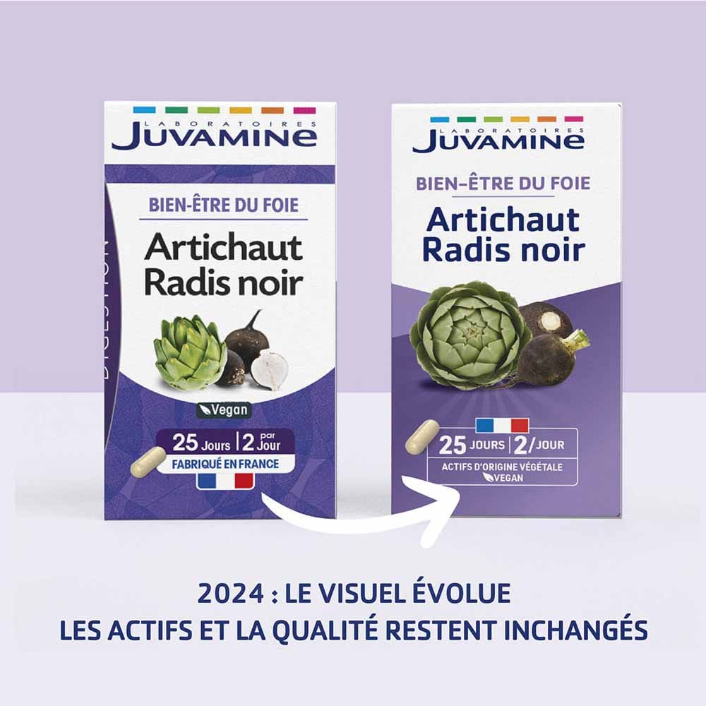 Complément Alimentaire JUVAMINE Artichaut Radis Noir - Bien-être Du Foie, 120 Capsules