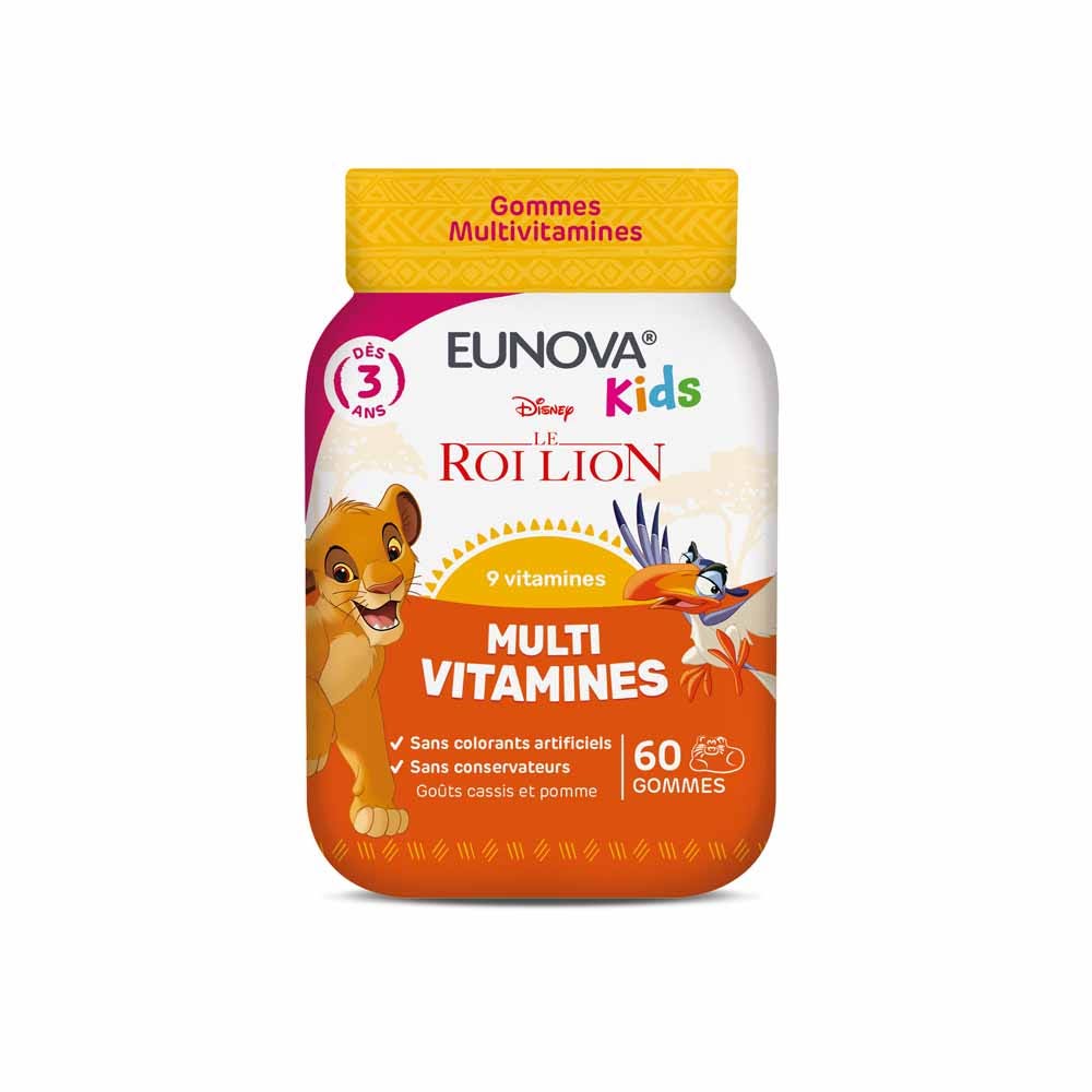 Eunova Kids Gommes Multivitamines Le Roi Lion Goûts Cassis Et Pomme 60 gummies