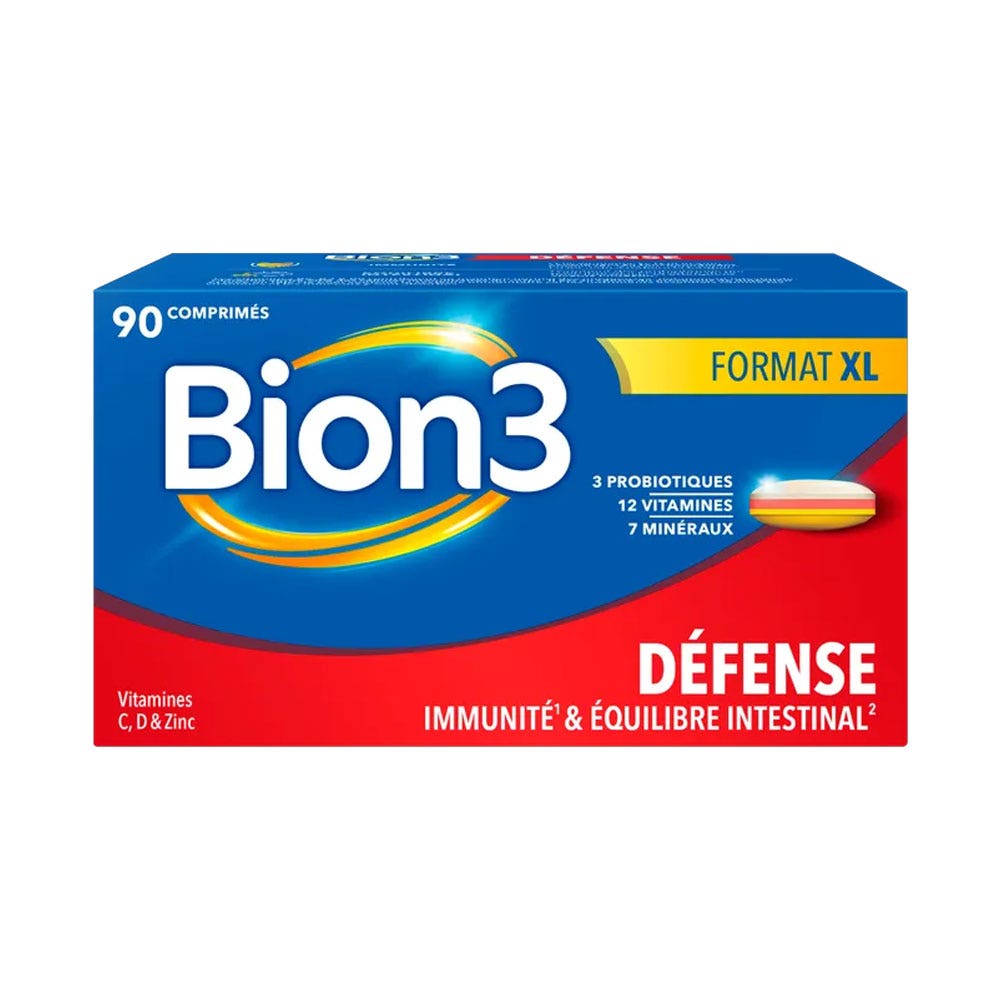 Bion3 Défense Adultes Immunité et Equilibre Intestinal 90 comprimés