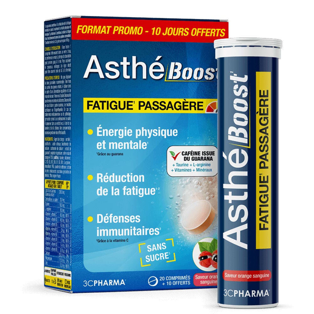 3C Pharma AstheBoost Fatigue Passagère Saveur Orange Sanguine 30 comprimés effervescents