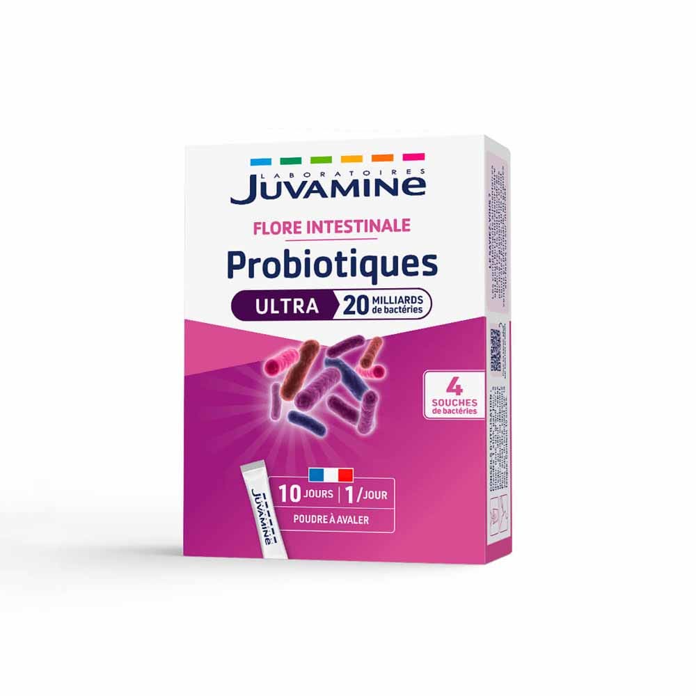 Juvamine Probiotiques Ultra 20 Milliards Flore Intestinale 10 Sticks Orodispersibles