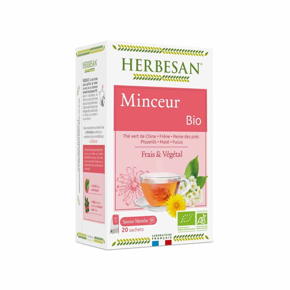 Herbesan Infusion The Vert Minceur Bio Saveur menthe 20 sachets