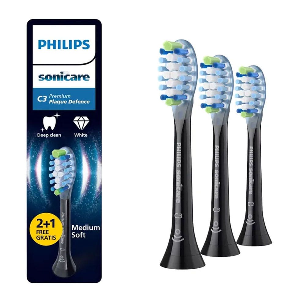 Philips Sonicare Têtes De Brosse à Dents Premium Plaque Defence C3 HX9043/88 Noire 2+1