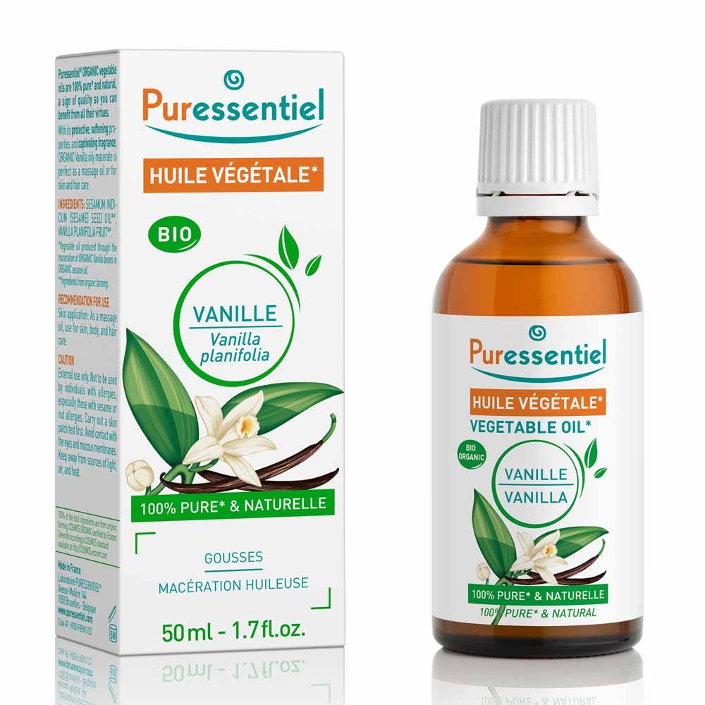 Puressentiel Huile Végétale Vanille Bio Visage, Corps et Cheveux 50ml