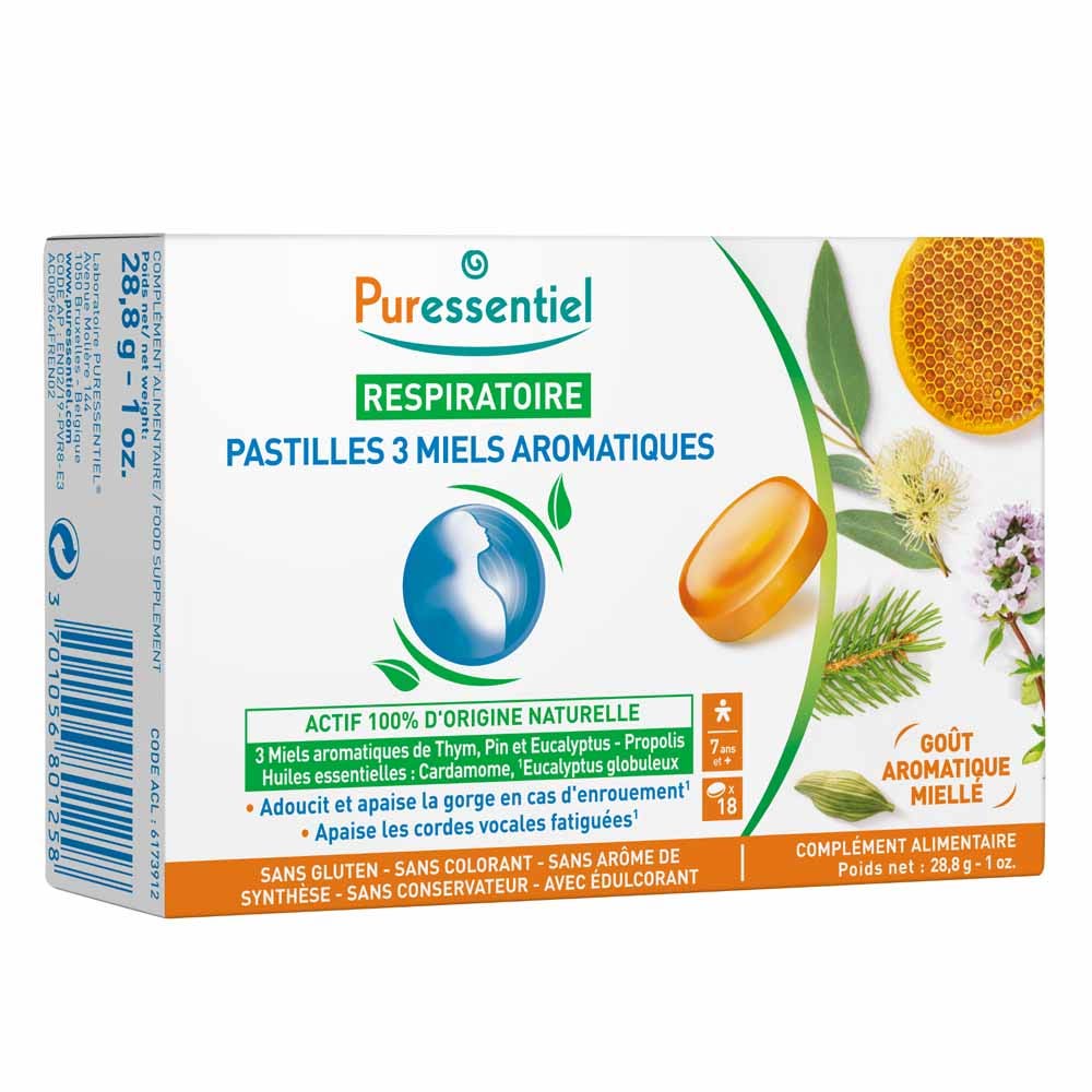 Puressentiel Respiratoire Pastilles Aux 3 Miels Aromatiques x18