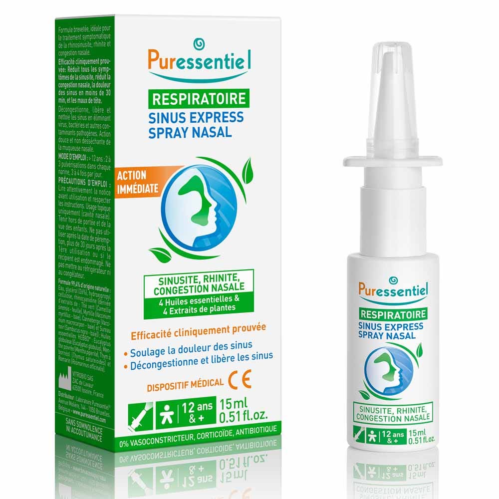 Puressentiel Respiratoire Spray Nasal Sinus Express 15ml