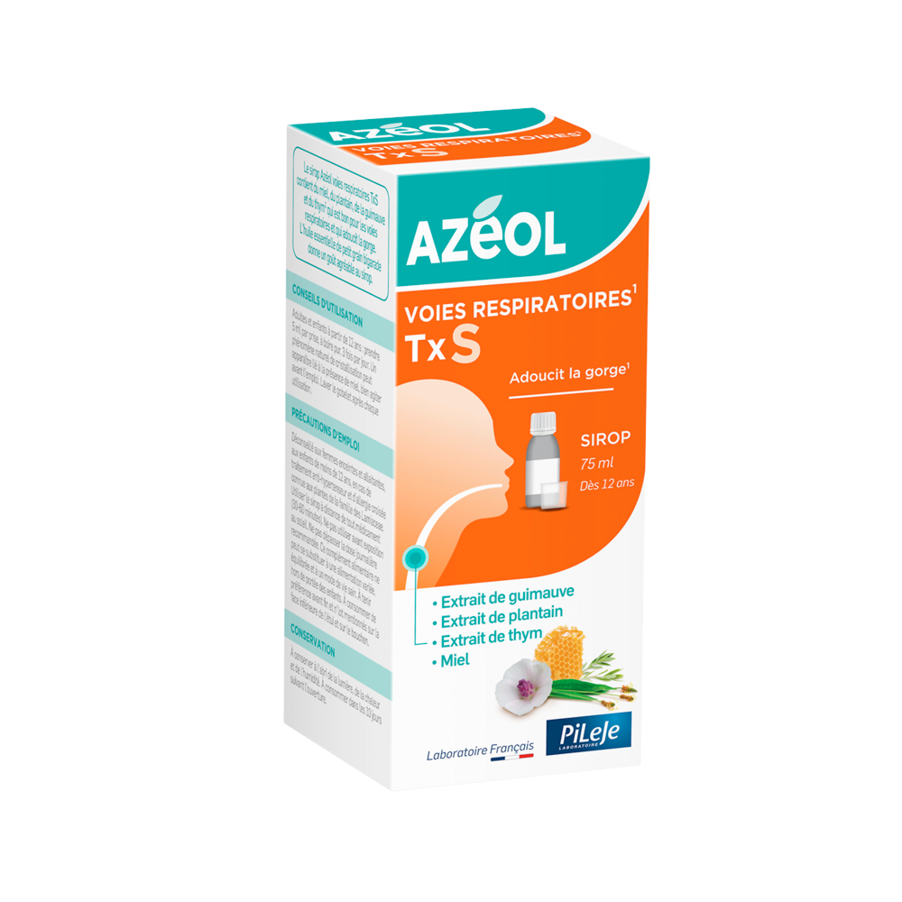 Pileje Azéol Toux Sèches Voies Respiratoires Adoucit la Gorge Sirop 75 ml
