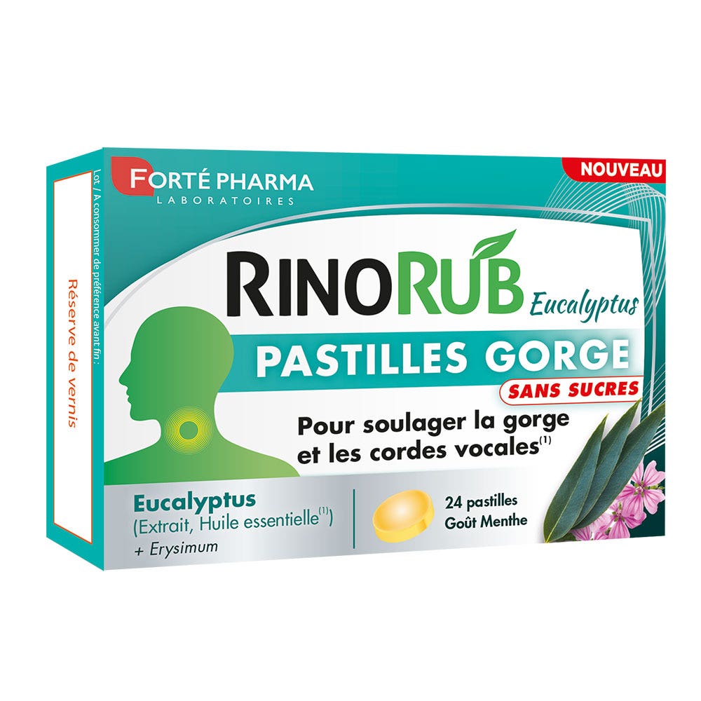 Forté Pharma RinoRub Pastilles Gorge Eucalyptus Sans sucre 24 pastilles à sucer