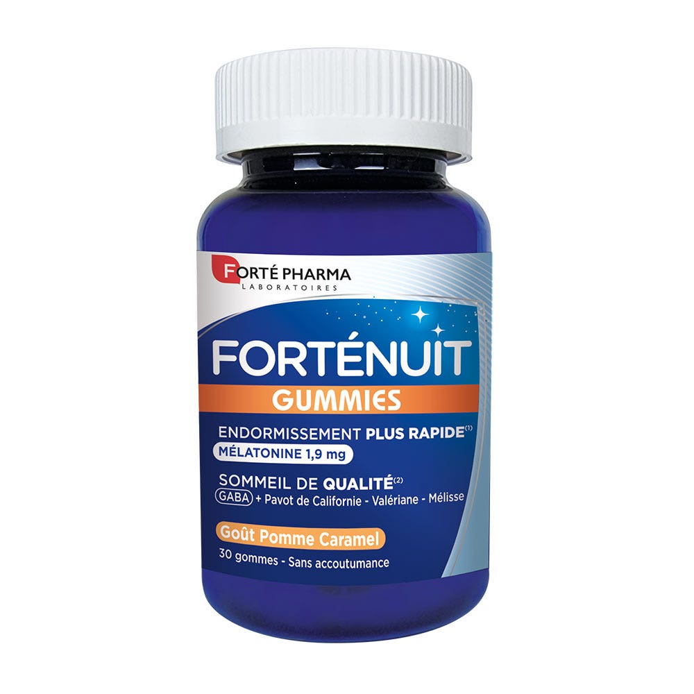 Forté Pharma Forté Nuit Mélatonine Sommeil de qualité Pomme Caramel 30 gommes
