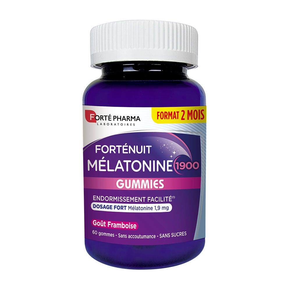Forté Pharma Forté Nuit Mélatonine 1900 Goût Framboise 60 gommes