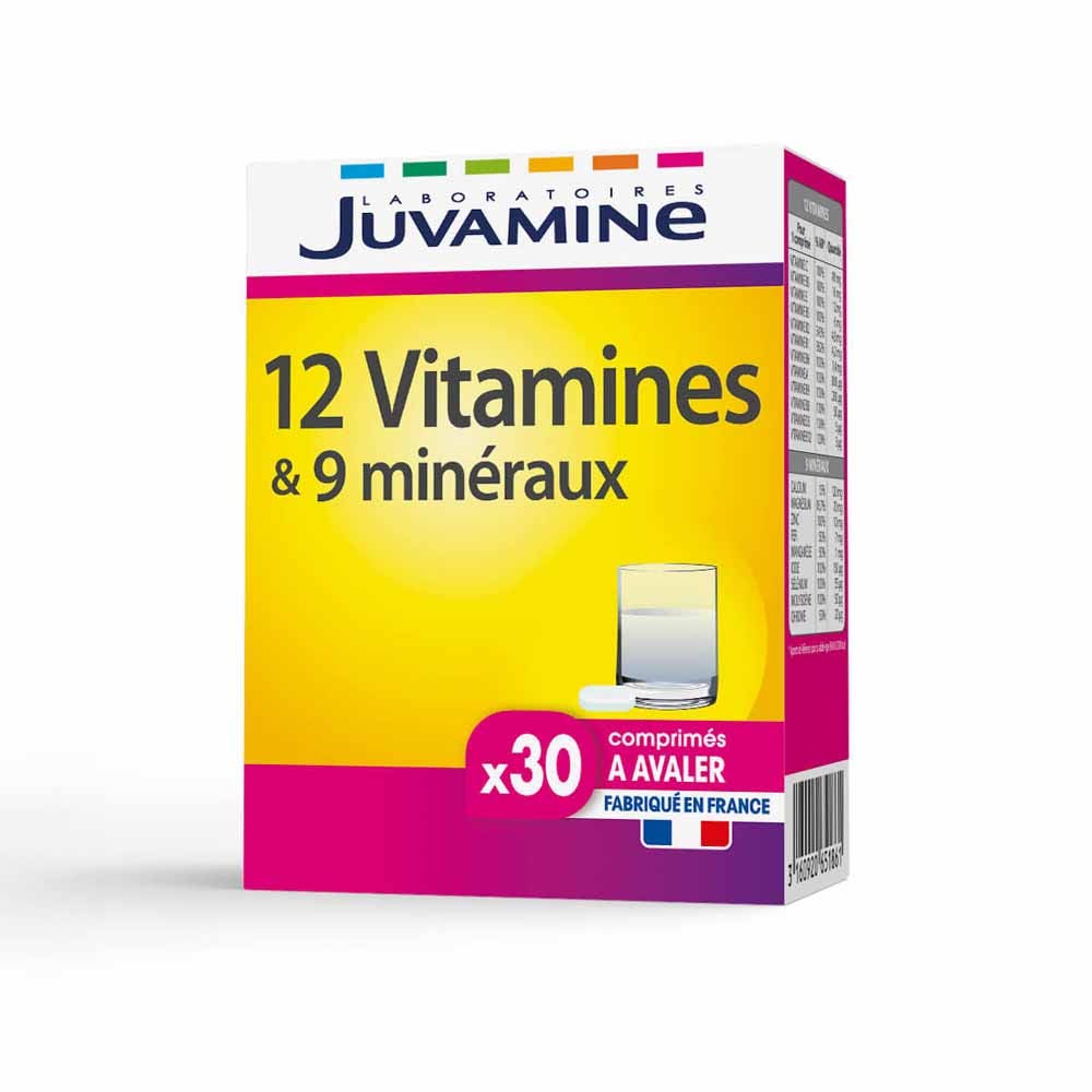 Juvamine 12 Vitamines Et 9 Minéraux 30 Comprimes À Avaler