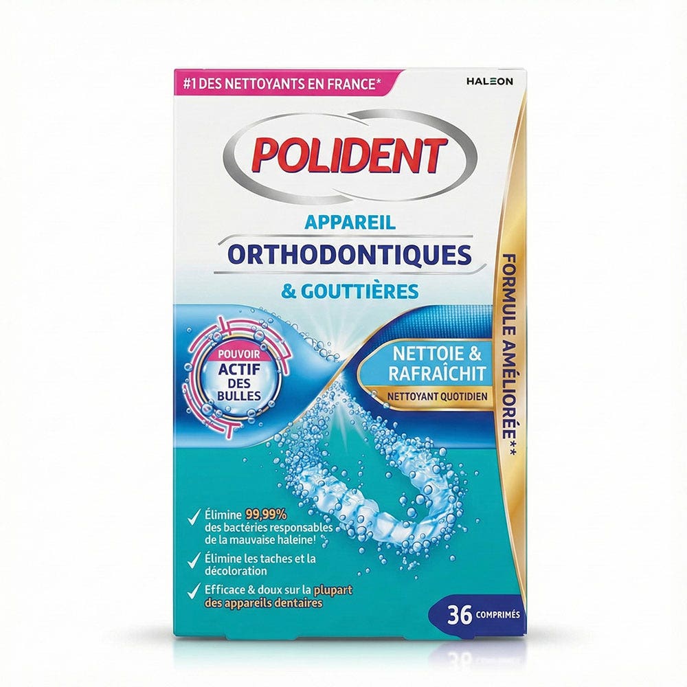 Polident Nettoyant pour appareils orthodontiques et gouttières Polident x36