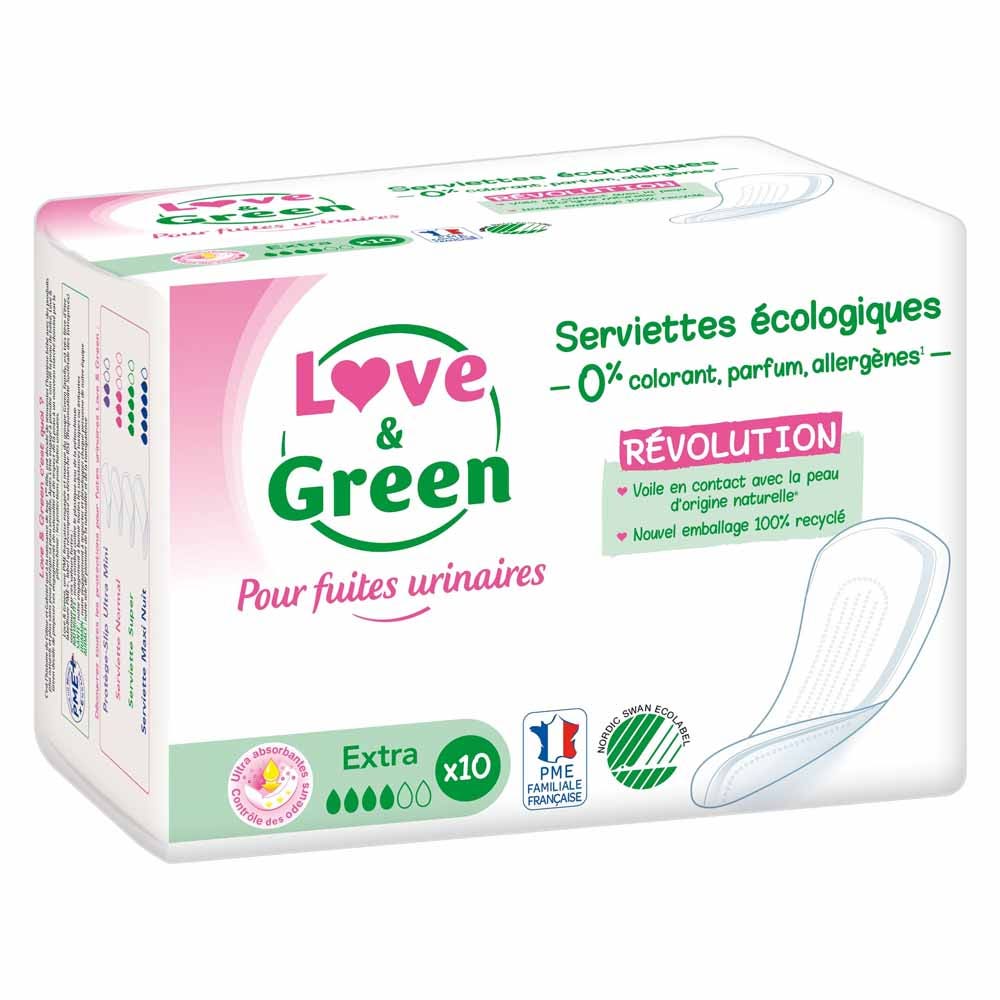 Love&Green Fuites Urinaires Extra 10 Serviettes