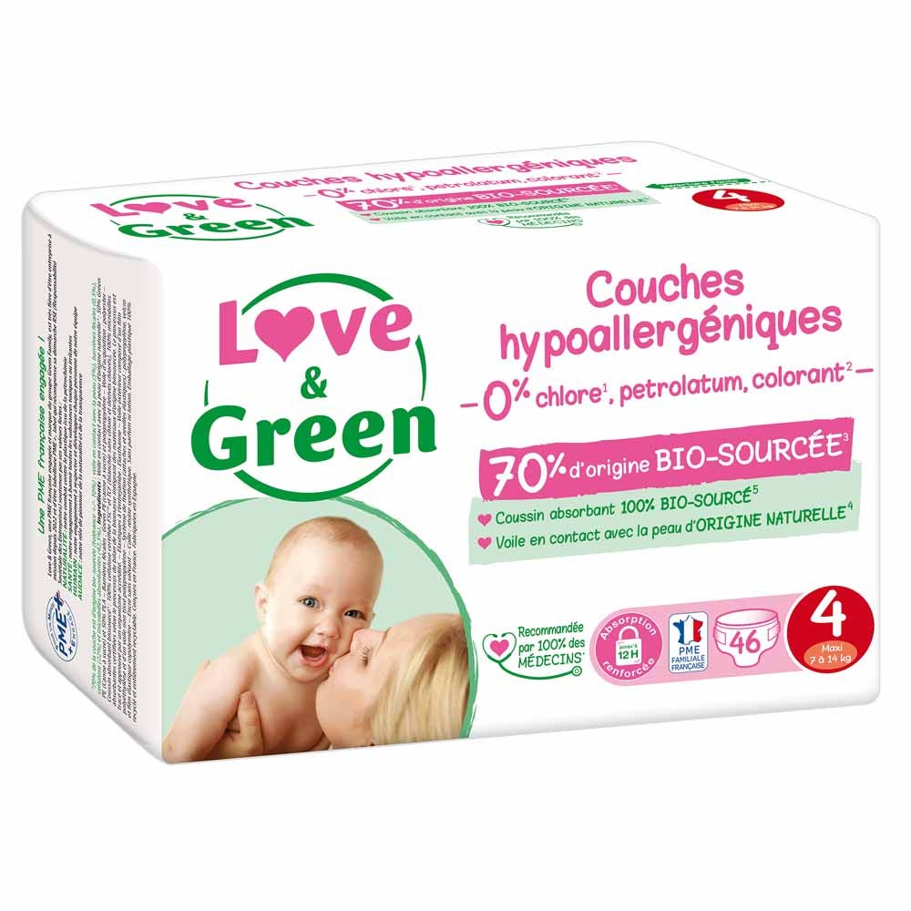 Taille 4, maxi 46 couches 7 à 14kg Love&Green