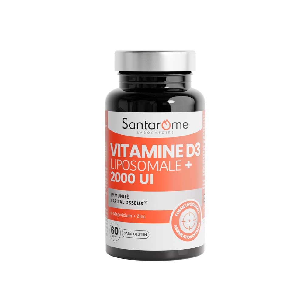 Santarome Vitamine D3 Liposomale 2000 UI Immunité & Osseux 60 gélules