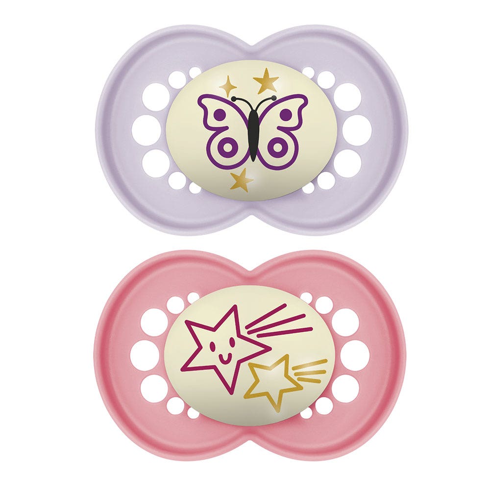 Mam Original Nuit Sucette Symétrique Phosphorescente 6 Mois et Plus x2