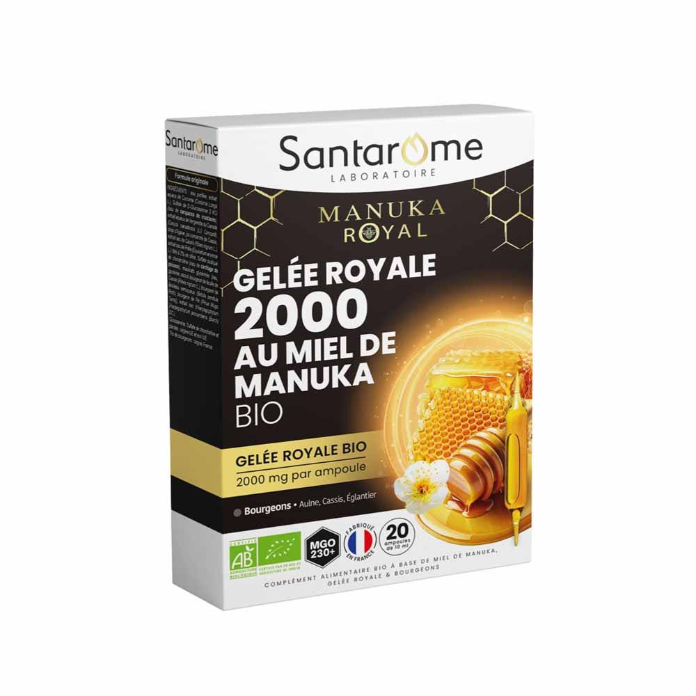 Santarome Gelée Royale 2000 Miel de Manuka Bio Immunité 20 ampoules