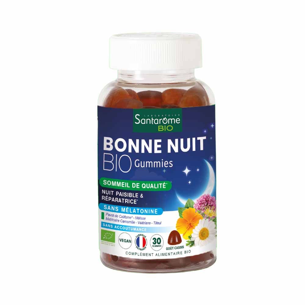 Santarome Bonne Nuit Sommeil de Qualité et Détente Bio Goût Cassis 30 Gummies