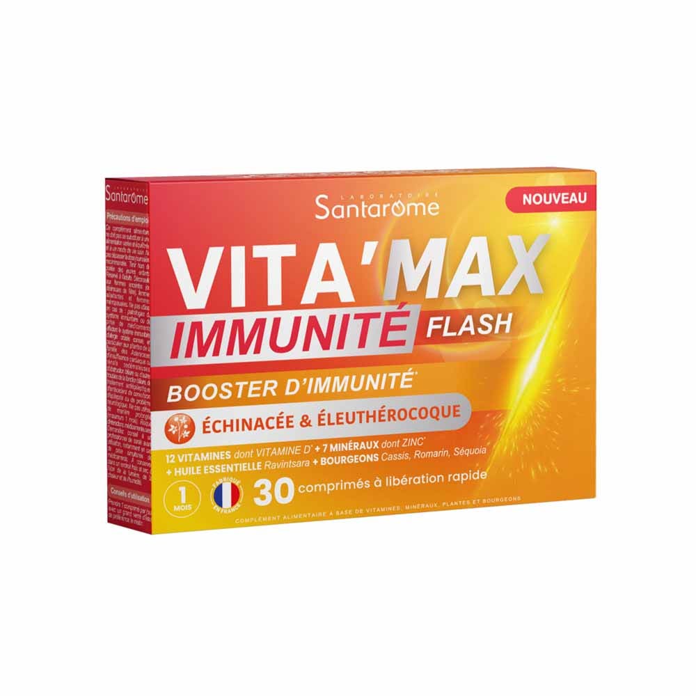 Santarome Vita'max Booster Immunité Flash Défenses immunitaires 30 comprimés