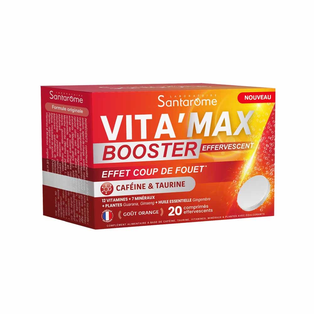 Santarome Vita'max Booster Effervescent Anti fatigue Goût Orange 20 comprimés