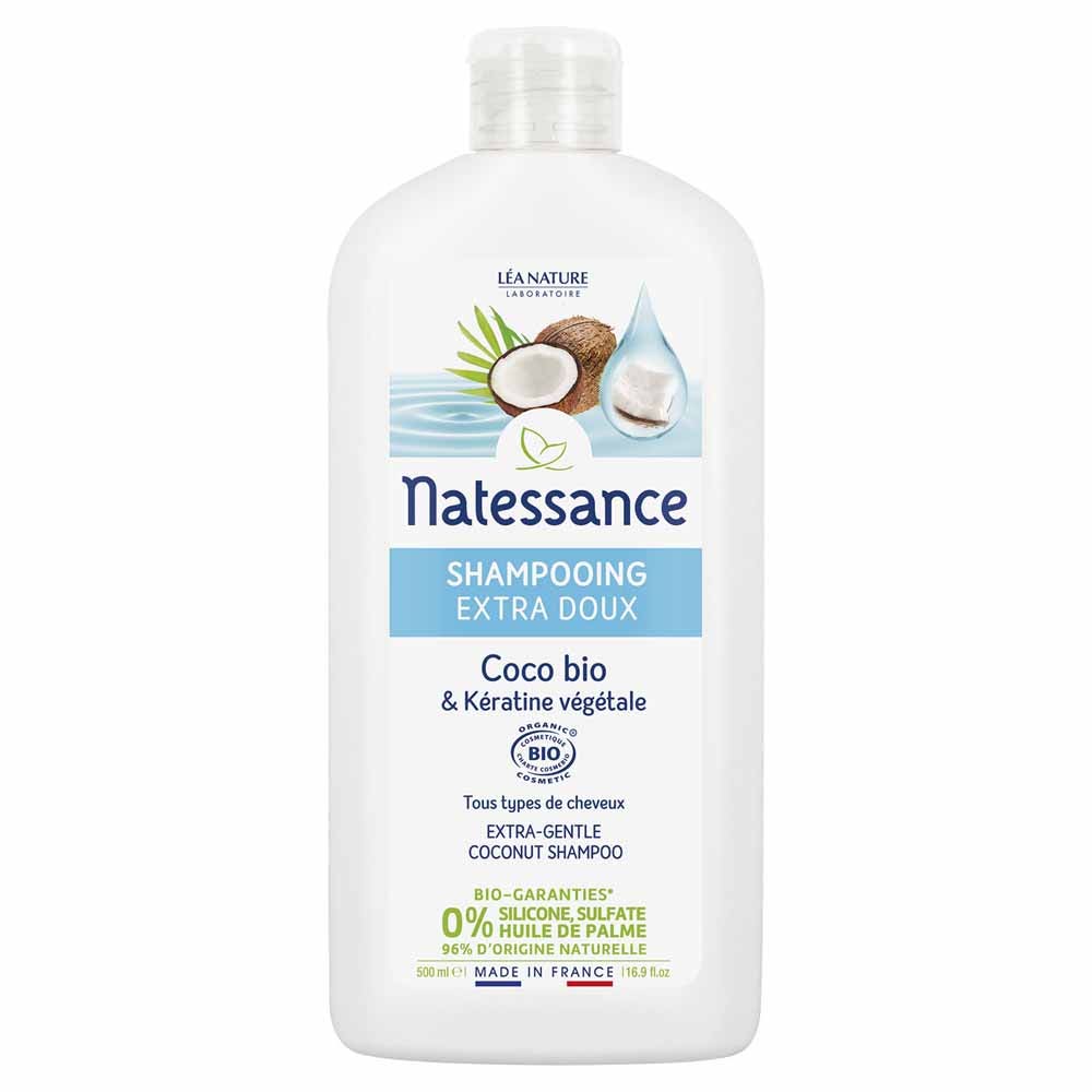 Natessance Capillaires Shampooing Extra Doux Bio Et Keratine Vegetale Bio 500ml