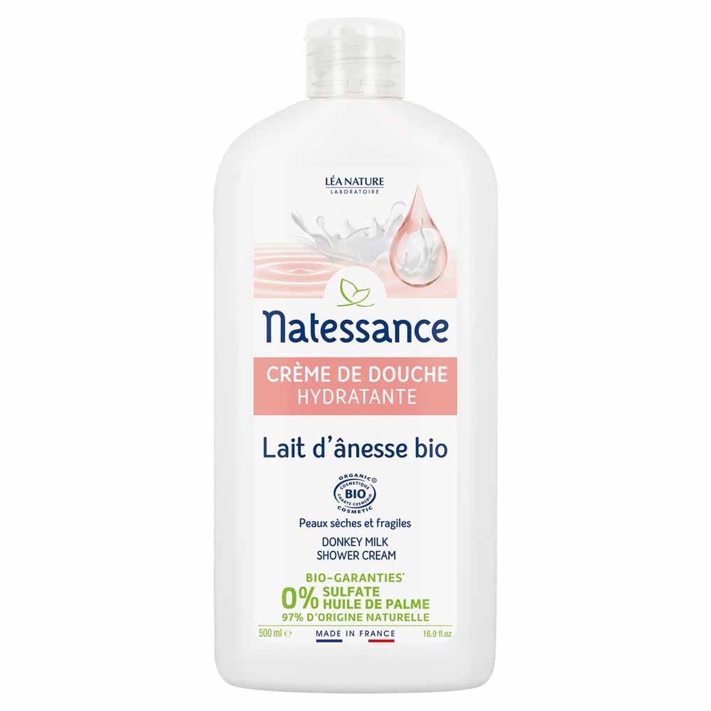 Natessance Douches Crème de Douche Au Lait D'Anesse Bio Peaux Sèches et Fragiles 500ml